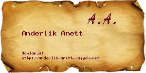 Anderlik Anett névjegykártya